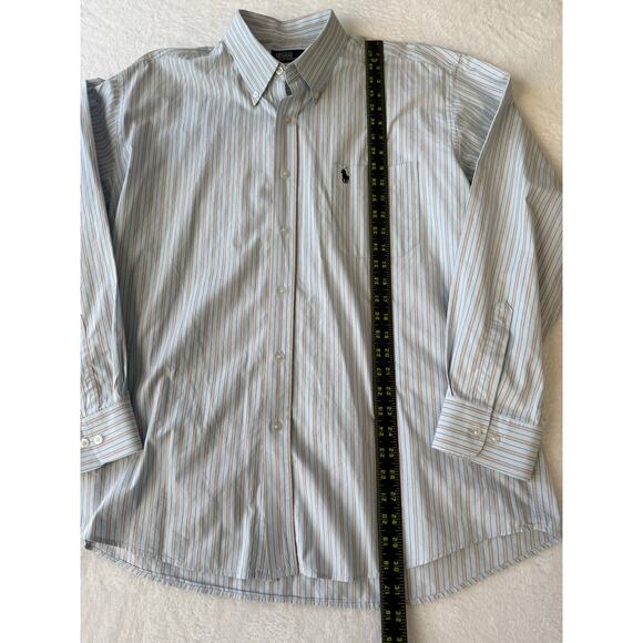 Polo Ralph Lauren Button Down Men Size 2XL Vertical Strip Cotton Blue Pony Shirt - Picture 2 of 7